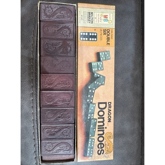 1970 VTG Milton-Bradley Dragon Double Six Domino Set complete with 28‎ tiles. - Picture 4 of 4